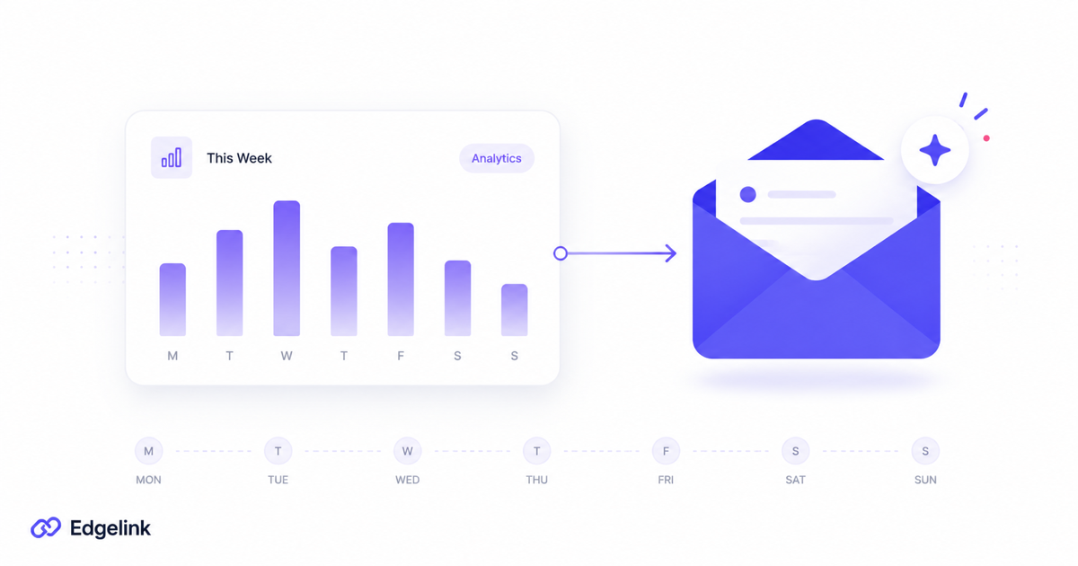 Analytics 차트와 이메일 알림을 표현한 미니멀 일러스트