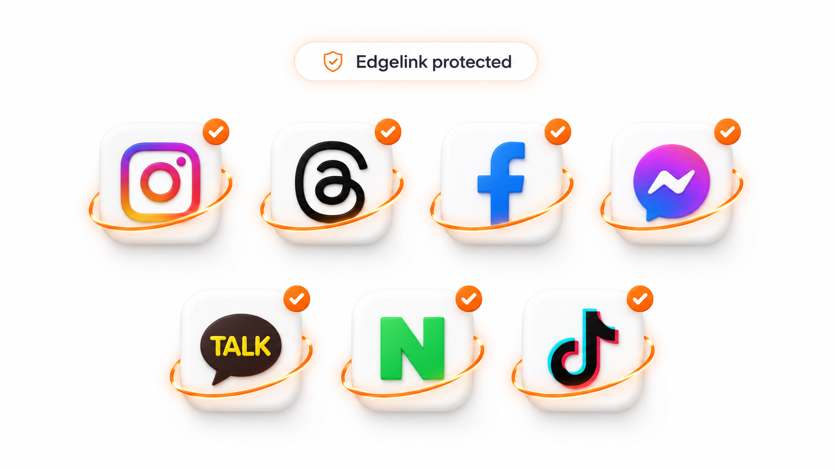 Instagram, Threads, Facebook, Messenger, KakaoTalk, NAVER, TikTok 7개 인앱 환경에서 Edgelink Google 로그인 보호가 작동하는 모습